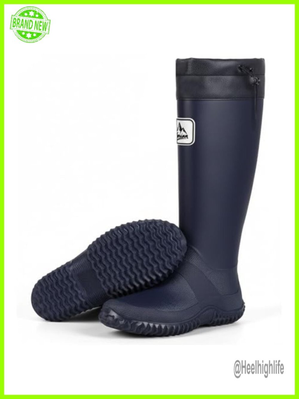 Slim Tall Packable Rain Boots Waterproof Lightweight PVC Garden Boots Flat Mud